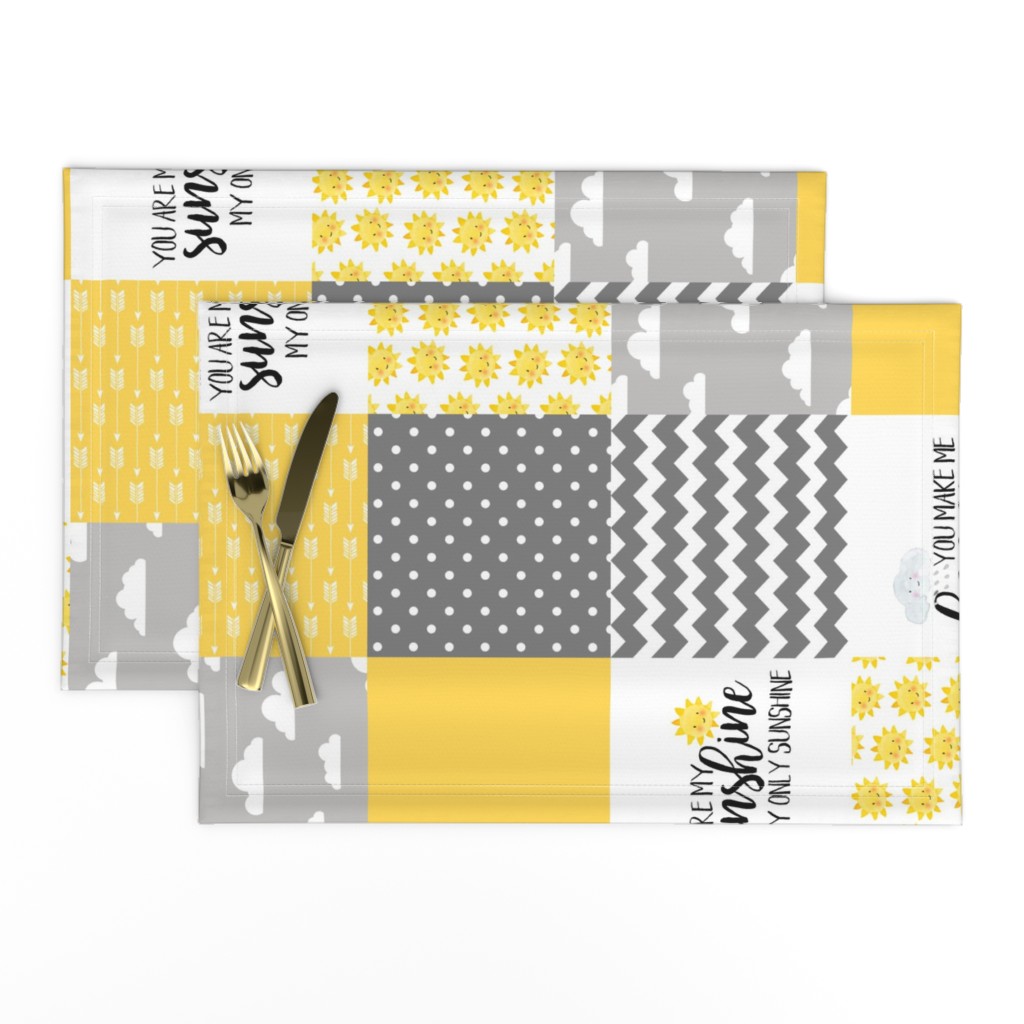 You Are My Sunshine//Yellow - Wholecloth Cheater Quilt - Rotated