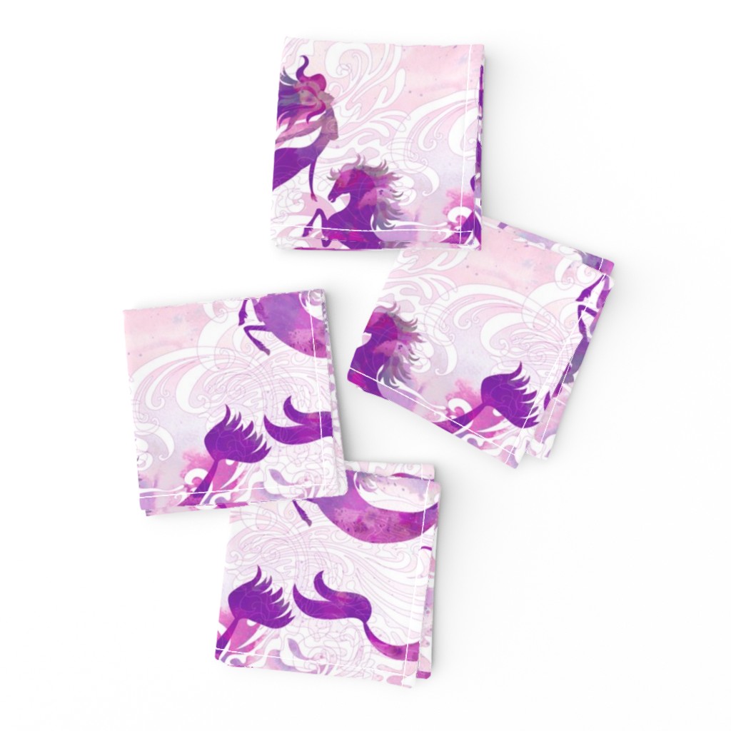 Mermaids & Seahorses in Sea Urchin Purple