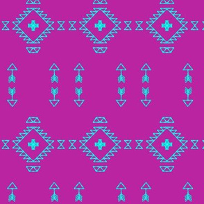 Native Navajo Arrows in Purple and Neon Blue