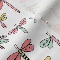 dragonflies fabric dragonfly insects girls fabric baby nursery sweet little girls fabric - pink and mint