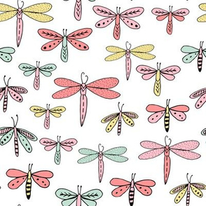 dragonflies fabric dragonfly insects girls fabric baby nursery sweet little girls fabric - pink and mint