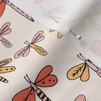 dragonflies fabric dragonfly insects girls fabric baby nursery sweet little girls fabric - orange