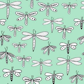 dragonflies fabric dragonfly insects girls fabric baby nursery sweet little girls fabric - mint