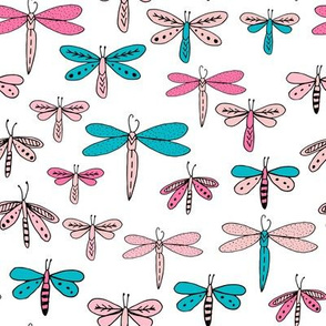 dragonflies fabric dragonfly insects girls fabric baby nursery sweet little girls fabric - pink and turquoise