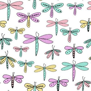 dragonflies fabric dragonfly insects girls fabric baby nursery sweet little girls fabric - pastels