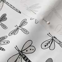 dragonflies fabric dragonfly insects girls fabric baby nursery sweet little girls fabric - grey