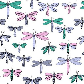 dragonflies fabric dragonfly insects girls fabric baby nursery sweet little girls fabric - purple and green