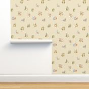 Peter Rabbit Tossed Kraft / Light Tan Gingham