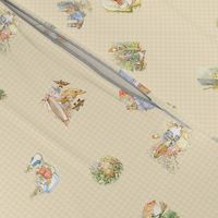 Peter Rabbit Tossed Kraft / Light Tan Gingham