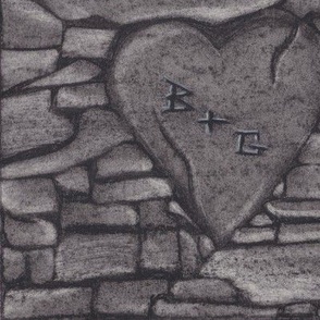 Heart Rock Charcoal Drawing - February 2017