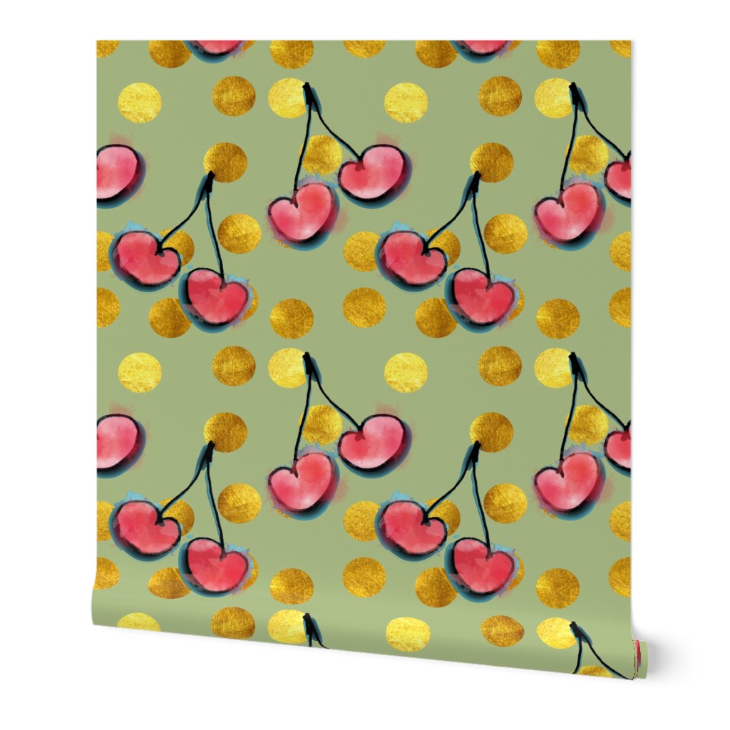 cherry with gold dots