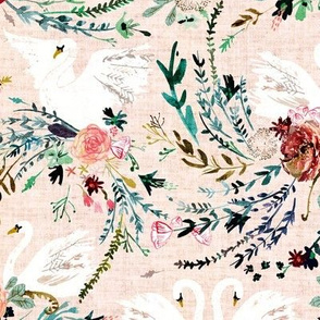 Fable Swan Damask (SML)  (blush/ white) 