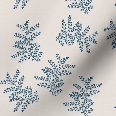 Delicate Fern Enamel Blue on Natural