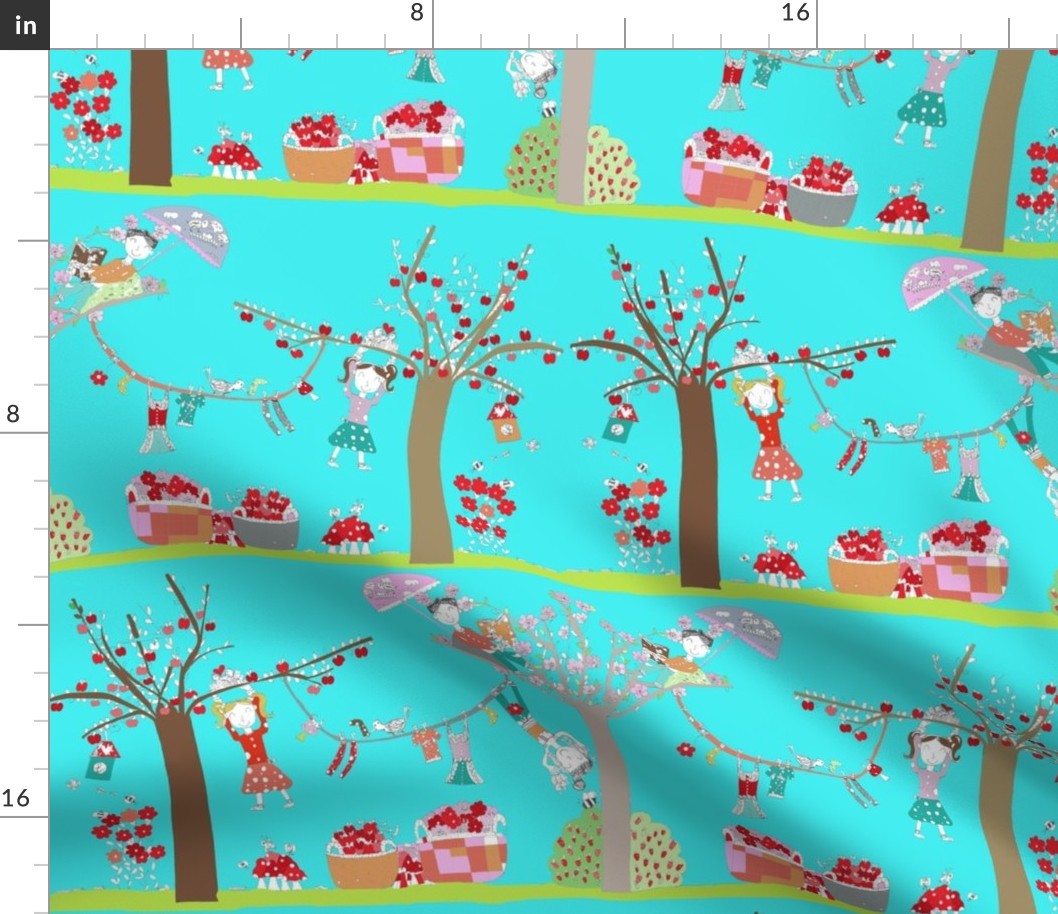 Kids design contest: Strawberries and apples fabric by my daughter Marta