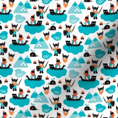 Scandinavian vikings and pirate ship illustration pattern XS