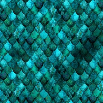 SMALL Dark Teal Mermaid or Dragon Scales, after Fabergé, by Su_G_©SuSchaefer