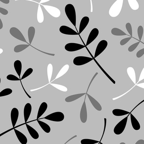 Assorted Leaves Pattern Monochrome