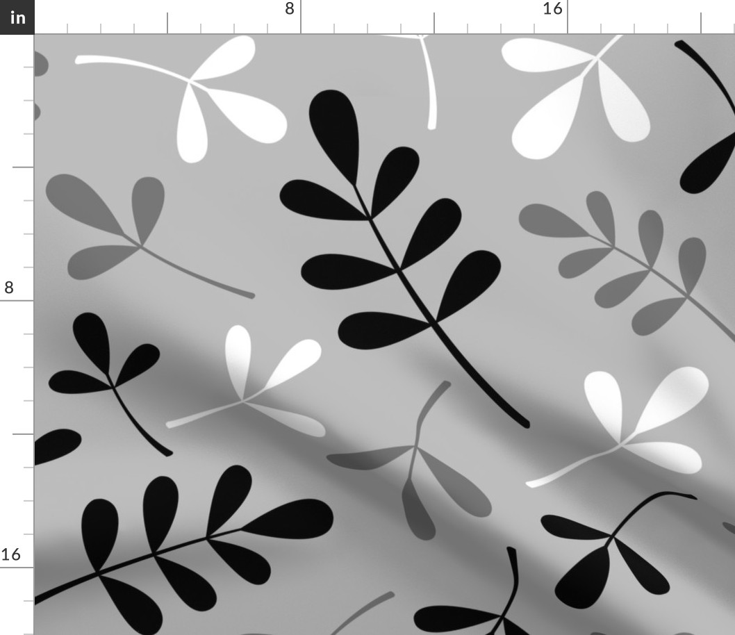 Assorted Leaves Pattern Monochrome