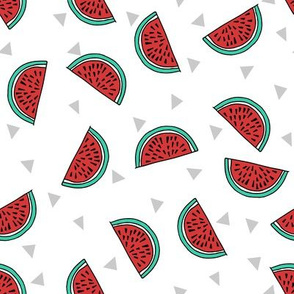 watermelon fabric // summer fruits fabric cute fruit food summer tropical design by andrea lauren - white