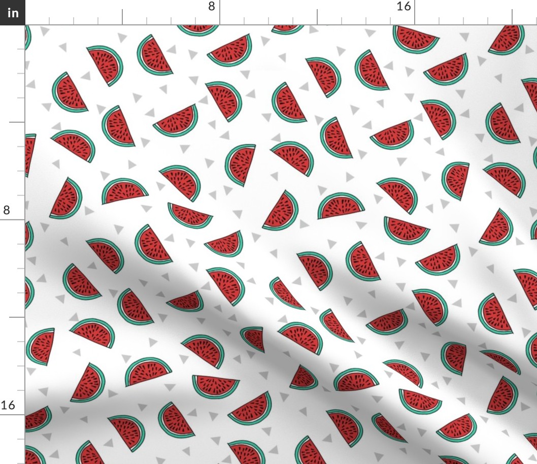 watermelon fabric // summer fruits fabric cute fruit food summer tropical design by andrea lauren - white