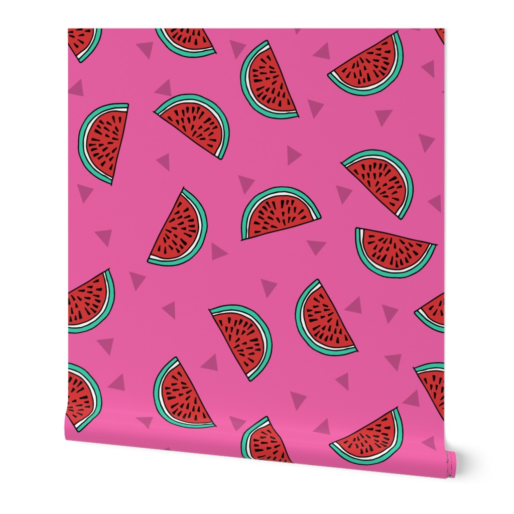 watermelon fabric // summer fruits fabric cute fruit food summer tropical design by andrea lauren - red and pink