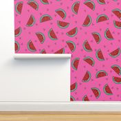 watermelon fabric // summer fruits fabric cute fruit food summer tropical design by andrea lauren - red and pink