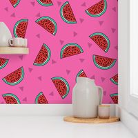 watermelon fabric // summer fruits fabric cute fruit food summer tropical design by andrea lauren - red and pink