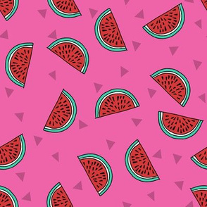 watermelon fabric // summer fruits fabric cute fruit food summer tropical design by andrea lauren - red and pink