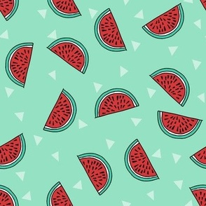 watermelon fabric // summer fruits fabric cute fruit food summer tropical design by andrea lauren - mint