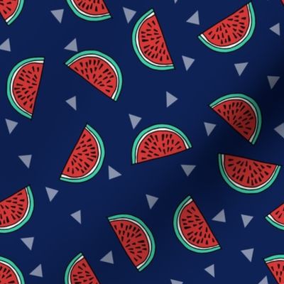 watermelon fabric // summer fruits fabric cute fruit food summer tropical design by andrea lauren - navy