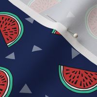 watermelon fabric // summer fruits fabric cute fruit food summer tropical design by andrea lauren - navy