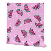 watermelon fabric // summer fruits fabric cute fruit food summer tropical design by andrea lauren - pink