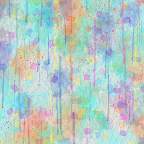 WATERCOLOR ABSTRACT TENDERNESS AQUA BLUE LAGOON