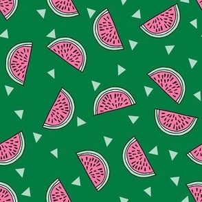 watermelon fabric // summer fruits fabric cute fruit food summer tropical design by andrea lauren - green and pink