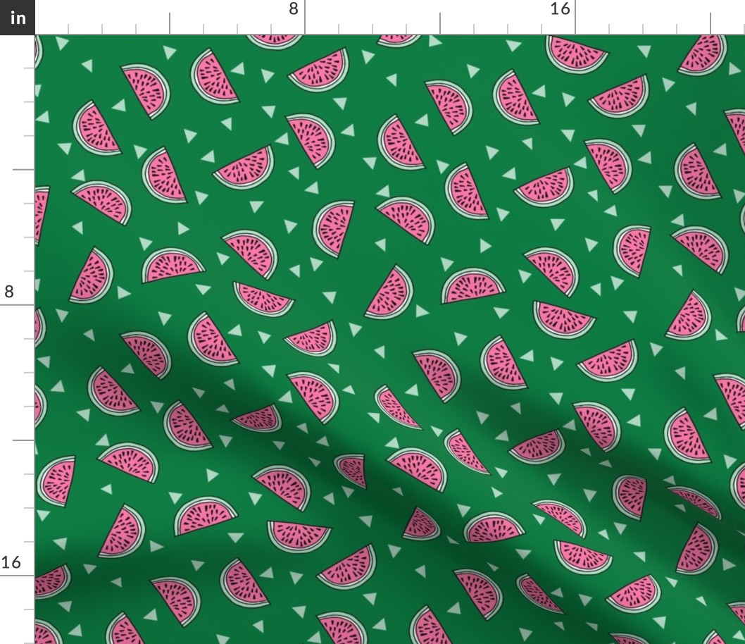 watermelon fabric // summer fruits fabric cute fruit food summer tropical design by andrea lauren - green and pink
