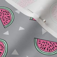 watermelon fabric // summer fruits fabric cute fruit food summer tropical design by andrea lauren - grey and pink