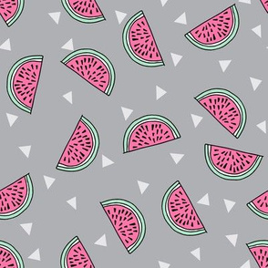 watermelon fabric // summer fruits fabric cute fruit food summer tropical design by andrea lauren - grey and pink