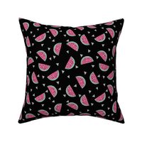 watermelon fabric // summer fruits fabric cute fruit food summer tropical design by andrea lauren - black and pink