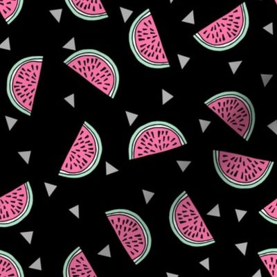 watermelon fabric // summer fruits fabric cute fruit food summer tropical design by andrea lauren - black and pink