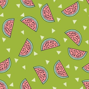 watermelon fabric // summer fruits fabric cute fruit food summer tropical design by andrea lauren - lime and pink