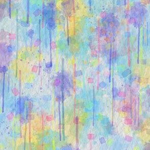 WATERCOLOR ABSTRACT TENDERNESS BLUE YELLOW SUMMER