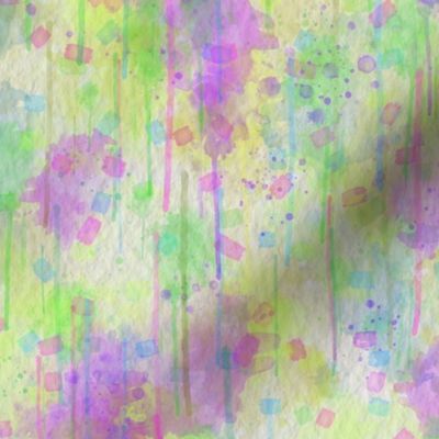 WATERCOLOR ABSTRACT TENDERNESS LIME PURPLE SPRING