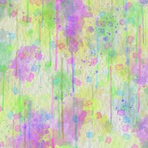 WATERCOLOR ABSTRACT TENDERNESS LIME PURPLE SPRING