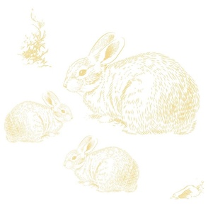 18"x21" Bunny Family / Pillow / FQ / Yellow