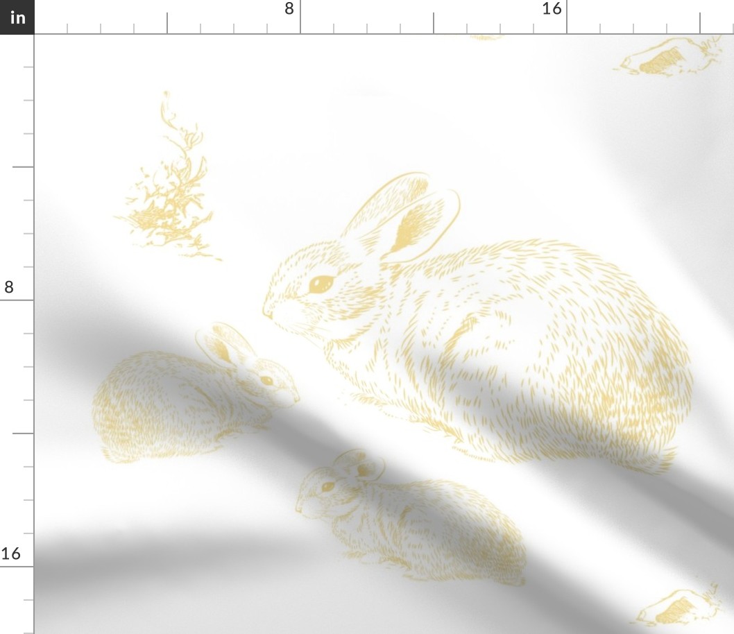 18"x21" Bunny Family / Pillow / FQ / Yellow