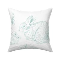 18"x21" Bunny Family / Pillow / FQ / Pastel Blue