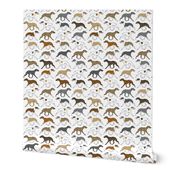 Trotting Whippet border - white