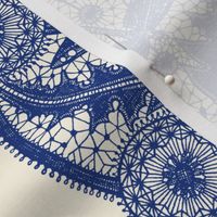 Dragonfly Lace ~ Border Print ~  Willow Ware Blue on Cosmic Latte 