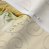 Mother Rabbit - Peter Rabbit decorative pillow - Kraft / Light Tan Scrolls