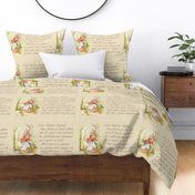 Mother Rabbit - Peter Rabbit decorative pillow - Kraft / Light Tan Scrolls